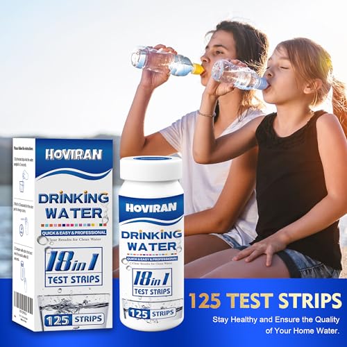 Drinking Water Test Strips 125ct 18 Parameters, Home Water Test Kit | Easy to Use Water Testing Kit for Lead, Hardness, Iron, Copper, Heavy Metals, Chlorine, Nitrate and More - color: Blue