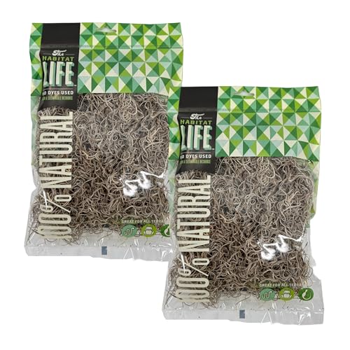 Spanish Moss for Terrarium Habitats, Small 2-Pack | Preserved Moss for Reptiles, Amphibians & Invertebrates Terrariums, Humidity Control, Soft, Dye-Free, Family Owned, USA Made - size: Small 2-pack, style: Spanish Moss