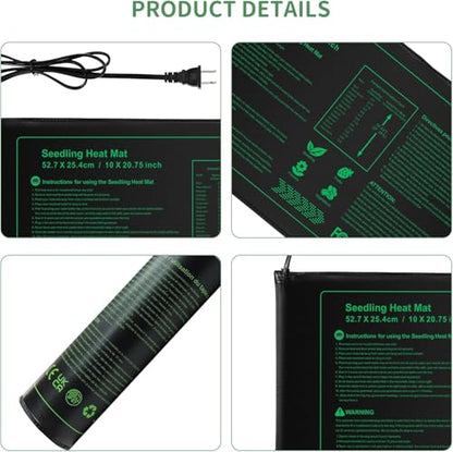 Seedling Heat mat | 4 Pack | Durable Waterproof | Heat Mats for Seed Starting,Seed Germination Heating Mat 10 x 20.75 Inch - size: 4 Pack Seedling Heat mat