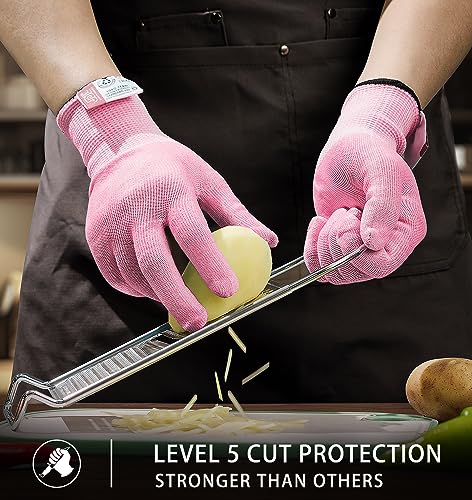 JDL ANSI A6 Cut-Resistant Gloves for Women, Food Grade, Knife Protection, Glass Handling, Superior Comfort & Lightweight, Pink, Small - color: Pink, size: Small