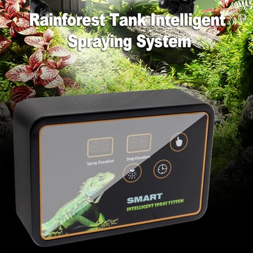 Rainforest Tank Timer Misting System Quiet Touch Control Automatic Reptile Mister with Timer 360° Adjustable Nozzles DC 5V (US Plug)