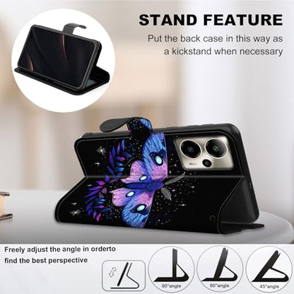 for Cricket Outlast 5G 2024 Wallet case with RFID Blocking Credit Card Holder Kickstand, Folio Flip PU Leather Shockproof Protective Cover for AT&T Motivate Pro 5G, Mystical Moth - color: Mystical Moth