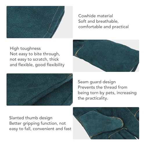 Diydeg Animal Handling Gloves, Multipurpose Bite Proof Pet Glove with PU Leather Lining, Puncture & Scratch Trapping Gloves for Grabbing Reptile, Grooming, Trips to Vet.