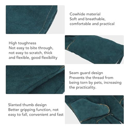 Diydeg Animal Handling Gloves, Multipurpose Bite Proof Pet Glove with PU Leather Lining, Puncture & Scratch Trapping Gloves for Grabbing Reptile, Grooming, Trips to Vet.