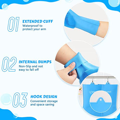 Pecute Silicone Pet Grooming Gloves for Washing Cats Dogs Bath Brush Large | 3,000 soft bristles, Gentle massage & deshedding, Dishwasher safe, For large/thick coats, Home/car cleaning - size: Large