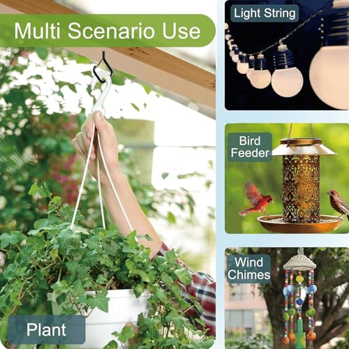 5 PCS Black Eye Screw Hooks, 4 Inch Ceiling Hooks for Hanging Heavy Duty Items with Safety Buckle – Metal Eye Bolt Hooks for Hanging Plants, Wind Chimes, Bird Feeders, String Lights, and More - size: 5 Pieces