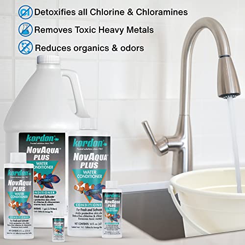 Kordon #33156 Novaqua Plus- Water Conditioner for Aquarium, 16-Ounce, Black - size: 16 Ounce