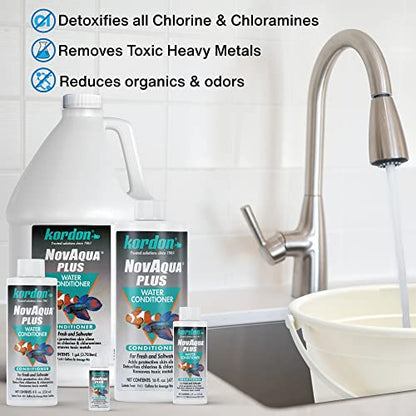 Kordon #33156 Novaqua Plus- Water Conditioner for Aquarium, 16-Ounce, Black - size: 16 Ounce