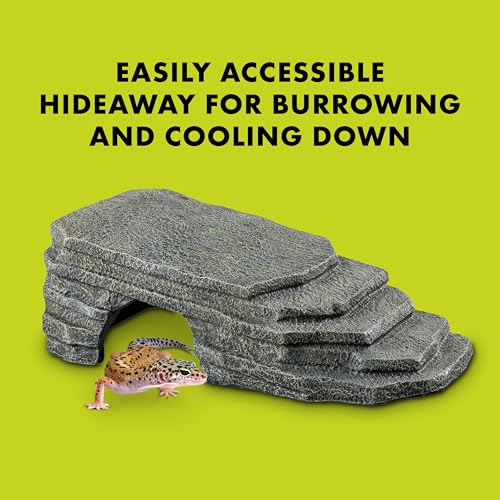Zilla Herp Hotel, Naturalistic Hide and Basking-Platform for Leopard Geckos, Bearded Dragons, Anoles, Large - size: Large