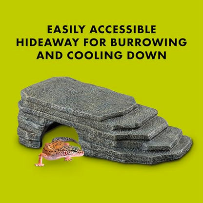 Zilla Herp Hotel, Naturalistic Hide and Basking-Platform for Leopard Geckos, Bearded Dragons, Anoles, Large - size: Large
