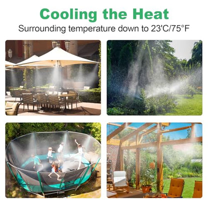 Misters System for Outside Patio,100 FT (30M) DIY Misting Cooling System+30 Brass Mist Nozzles+2 PE Adapters 3/4"+2 Tee Adapters+2 90 Degree Elbows,Garden Watering System for Greenhouse