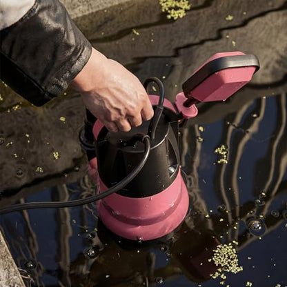 Prostormer 1HP 3700GPH Submersible Sump Pump with Automatic Float Switch | Pink Water Pump, Draining Transfer Clean & Dirty Water, for Pools/Ponds/Gardens/Flooded Cellars/Aquariums/Irrigation - color: Pink