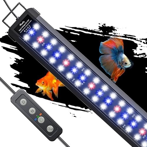 Pawfly 28W Aquarium LED Light for 36 to 42 Inch Extendable Fish Tank Light with Full Spectrum Brilliant White Blue Red Lights with Daytime & Night Modes Timer Auto On/Off Adjustable Brightness - color: Basic with Timer, size: 36"-42"