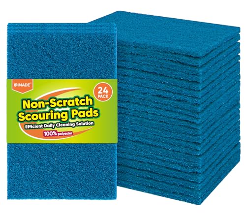 UNIMADE Non-Scratch Scouring Pads, 24Pcs Household Scour Pads | for Kitchen, Garage and Outdoors, Reusable Dish Scrubber Pads for Pan and Metal Grill - Blue - color: Blue, size: 24 Pack