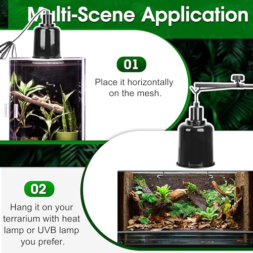 2 Pack Reptile Dome Lamp Cover Light Shade, 7.5 Inch Deep Reptile Dome Light Fixture, Aluminum for Reptile Terrarium with Ceramic Socket and Individual Switch (Bulbs Not Included) - size: 7.5 in