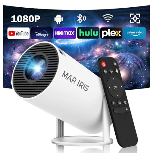 Mini Smart Projector with Built-in Apps, WiFi 6 & Bluetooth 5.4, 1080P Supported Movie Projector for Home Theater, Bedroom & Outdoor Movie Nights