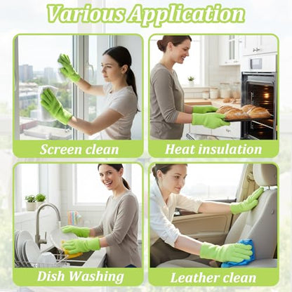 Abeillo Microfiber Gloves for Plants Dusting Cleaning, Reusable Washable Cleaning Gloves Mittens House Cars Blinds Dusting - color: Green