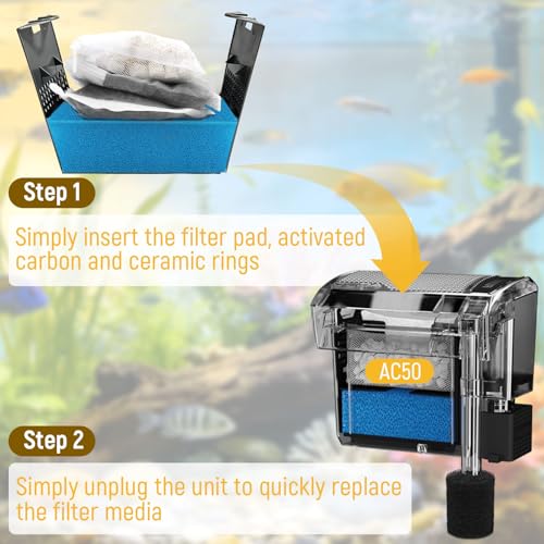 Big Peng AC50 Aquarium Filter Media Maintenance Kit Compatible with Fluval | Compatible with Aquaclear Power Filters,Includes 1 Blue Foam, 2 Activated Carbon, 1 BioMax Pellets, 2 Intake Strainer Sponge