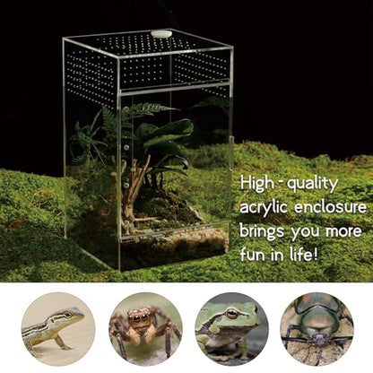 Acrylic Terrarium for Reptiles & Spiders – Small/Medium/Large Leak-Proof Enclosure (Horizontal/Vertical) | Ideal for Tarantulas, Jumping Spiders, Frogs & Geckos(Large, Vertical) - size: Large