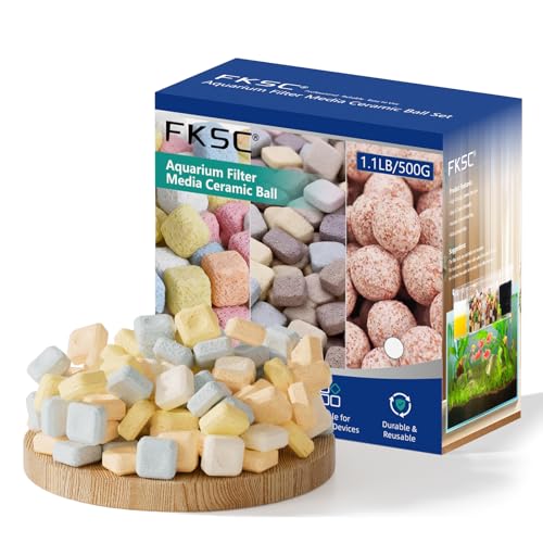 Aquarium Filter Media for Freshwater & Marine Tank Bio Filter Mix with Ceramic Block & Bio Balls, Helps Maintain Clear Water for Sump, Pond & Koi Fish Tanks - size: 1.1lb-Ceramic Block