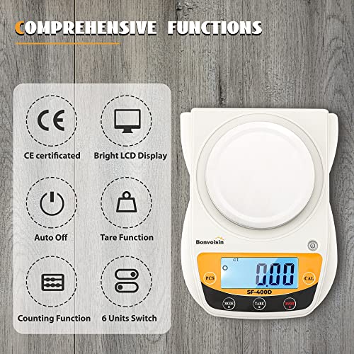 Digital Lab Scale 600g x 0.01g Precision Electronic Scale LCD Display Analytical Balance Jewelry Scale Scientific Scale 0.01g Accuracy - color: White
