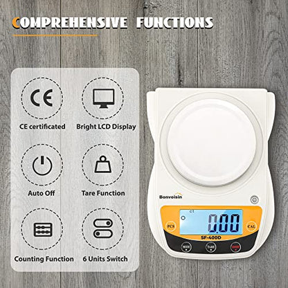 Digital Lab Scale 600g x 0.01g Precision Electronic Scale LCD Display Analytical Balance Jewelry Scale Scientific Scale 0.01g Accuracy - color: White