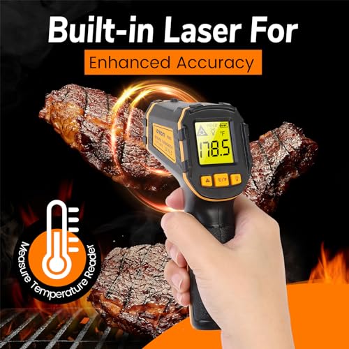 Infrared Thermometer Digital Temperature Gun Laser Meat Thermometer for Cooking, Food, Pizza Ovens, Grilling, Engine, Candy, Laser Griddle, Indoor HVAC Refrigerator Tool -58°F to 1112°F (-50℃~600℃)