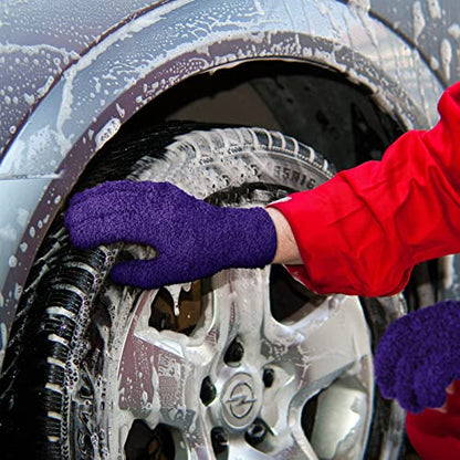 4 Pairs Microfiber Dusting Gloves Washable Reusable Cleaning Gloves Mittens for Plants House Cleaning Car Blinds - color: Purple, Blue, Rose Red, Black, size: Large