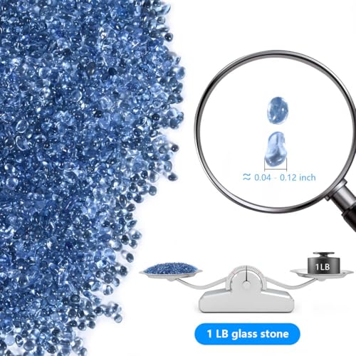 KISEER Clear Aquarium Glass Stone Bulk 1 LB Sea Glass Beads Gems Marbles Pebbles Gravel Rock for Aquarium, Fish Tank, Garden, Vase Fillers, Succulent Plants Decor (Sea Blue) - color: Sea Blue