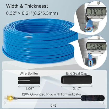 300ft Cut to Length Heat Tape for Water Pipes Bulk Roll | Professional Self-Regulating (-40°F), Wire Splitter & End Cap, for Mobile Homes, Electricians & Installers, 5W/ft