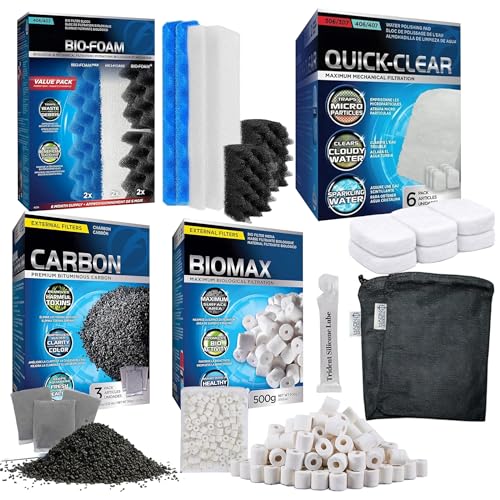 406/407 Filter Media Canister Filter Maintenance & Replacement Filter Media Kit, Including Trident Nova Media Bags (Quick Clear/Water Pads, BioFoam Value, Biomax Media) - size: 406/407