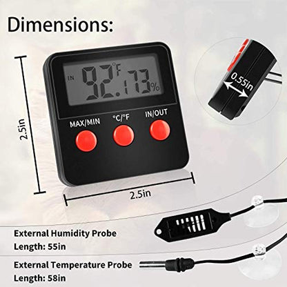 iPower 4"x7" Reptile Heat Mat Under Tank Terrarium Heater Warmer Heating Pad, Digital Thermometer and Hygrometer with Temperature and Humidity Probe for Amphibian Pet and Small Animals - size: 4 X 7 Inch, style: Pad + Thermo & Hygrometer