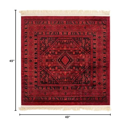 Unique Loom Tekke Collection Area Rug - Sheibani (4' 1" Square, Red/ Black) - size: 4'1" x 4'1" (Square)