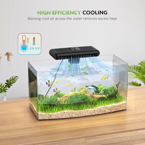PAIZOO Aquarium Chiller Fan, Ultra-Quiet Fish Tank Cooler with 3 Speed Mode | Effective Cooling 3-7℉, Max Wind Speed 10ft/s, Fish Tank Cooling Fan for Axolotl Tank Accessories Freshwater Saltwater Tanks