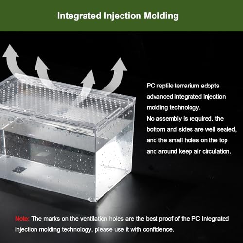 Escape Proof Tarantula Enclosure Hermit Crab Tank Spider Terrarium | Reptile PC Habitat 10.2" x 5.9" x 5.7" Full View for Isopods Bug Insect Frog Gecko - size: M-Only Terrarium