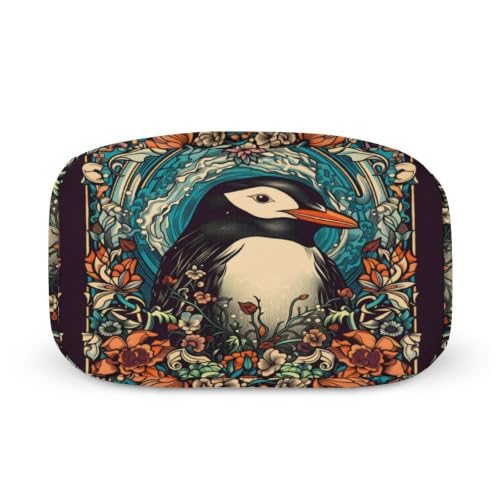 Retro Penguin Flowers Lunch Bag for Women Men | Insulated Lunch Box Leakproof Food Meal Containers Reusable Foldable 6L Capacity Lunch Tote Bags for Work Picnic Travel - color: style-13