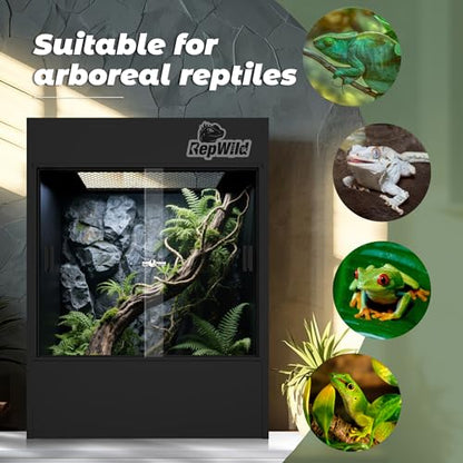 33 Gallon PVC Tall Reptile Terrarium, 18x18x24 Arboreal Enclosure | Vertical Habitat Enclosure with Sliding Door & Heavy-Duty Screen for Amphibians, Crested Gecko Lizard Chameleon - size: 18"W x 18"D x 24"H