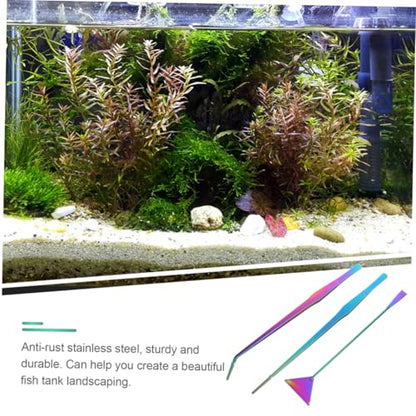 Abaodam 3Pcs Aquarium Cleaning Tools Set Rustproof Stainless Steel Tweezers Spatula Kit for Fish Tank Plant Maintenance Safe for Aquascaping Water Plants