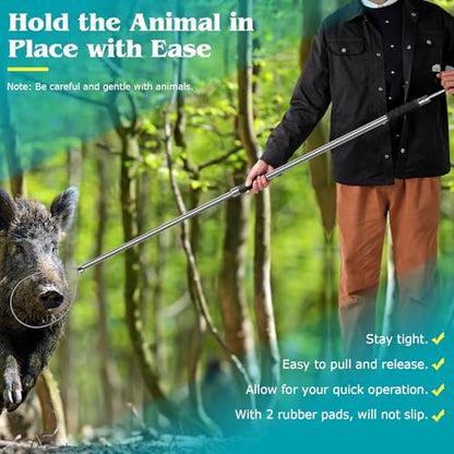 Dog Catcher Pole 61 Inches, Animal Catch Pole Heavy Duty | Stainless Steel Catch and Release Pole for Cats, Dogs, Hogs, and Pigs, Animal Control Tools