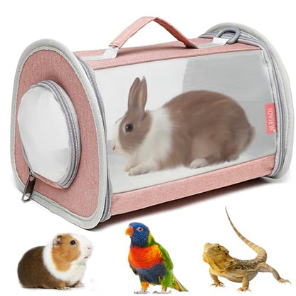 Guinea Pig Carrier Travel Small Animal Carrier Bag Lizard Bird Rabbit Carrier Cage Squirrel Breathable Bag Portable Travel Hamster Small Pet Hangbag (Large, Pink) - color: pink, size: Large