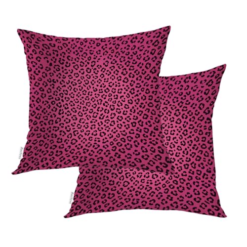 Hot Pink Cheetah Print Throw Pillow Covers, Rose Pink Leopard Print Cushion Cases Digital Blended Hidden Zipperl Decorative Pillow Covers Square 16X16 in 2 Pcs - color: Hot Pink Cheetah 1 Pink03, size: 16" x 16" (Pack of 2)