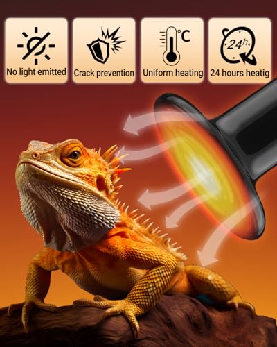 150W Ceramic Heat Emitter Bulb 3-Pack – Long-Lasting Nighttime Heating for Reptiles & Poultry, Shatter-Resistant Design for Large Terrariums/Coops - size: 3