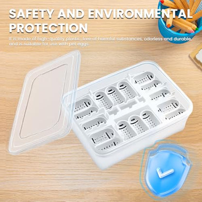 16 Grids Reptile Egg Incubation Box, Plastic Independent Grid Egg Tray, Hatching Container for Turtle Lizard Gecko Snake Eggs