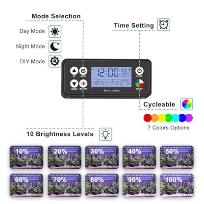 24/7 LED Aquarium Light, IP68 Waterproof Extendable Bracket Fish Tank Light with Timer, 7 Colors, 10 Level Adjustable Brightness, DIY Mode Full Spectrum Aquarium Plant Light for 30-36 Inch Fish Tank - size: 30"-36"