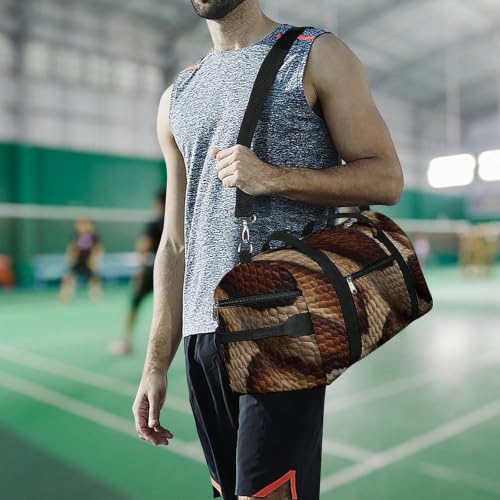Snake Skin Texture Gym Duffle Overnight Weekends Bag | crossbody,for men women,with shoe wet compartment,for travel sports fitness workout