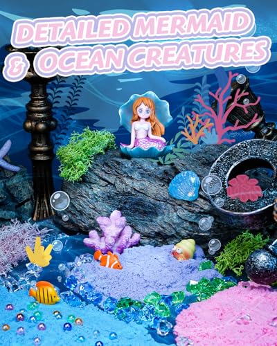 Winnrok Mermaid Terrarium Kit for Girls - DIY Night Light Craft with 13-Color LED, Remote & Timer. Ideal Easter Basket Stuffers, Birthday Gift for Kids Ages 4-8-12. Create Underwater Garden