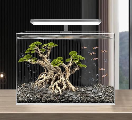 Novelsite Fish Tank Decor- Bonsai Trees with Faux Moss- Aquarium Rocks Aquascaping- Made of Sandstone, Goldfish Betta Fish Tank Decorations Hides Accessories - color: Tree-bonsai, size: Tree-Bonsai-S