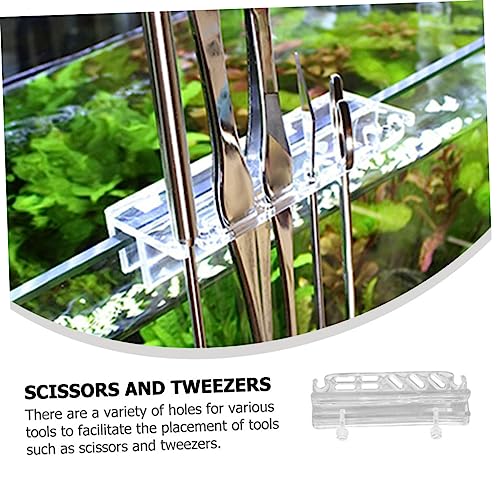 Generic Acrylic Fish Tank Tweezers Scissors -Mounted Storage Organizer for Aquarium Cleaning Tools and Break-Resistant Maintenance Holder Multiple Tool Slots