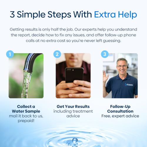 ETR Labs Basic Water Quality Test Kit - Tests 57 Substances in Well & Tap Drinking Water (Metals, Nitrates, Lead, Hard Water, pH Levels) - Home Sample Kit with Prepaid Mailer & Expert Lab Support