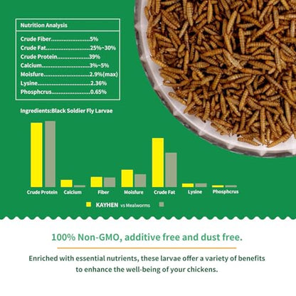 Dried Black Soldier Fly Larvae Treats for Chickens Wild Birds Ducks 20LB | More Calcium Than Mealworms High-Protein Non-GMO Pure Natural - size: 20 Pound (Pack of 1)
